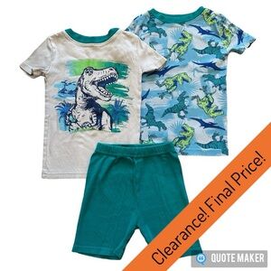 3 Piece Kirkland Signature Boys Pajama Set (Dinosaurs, Size 5)